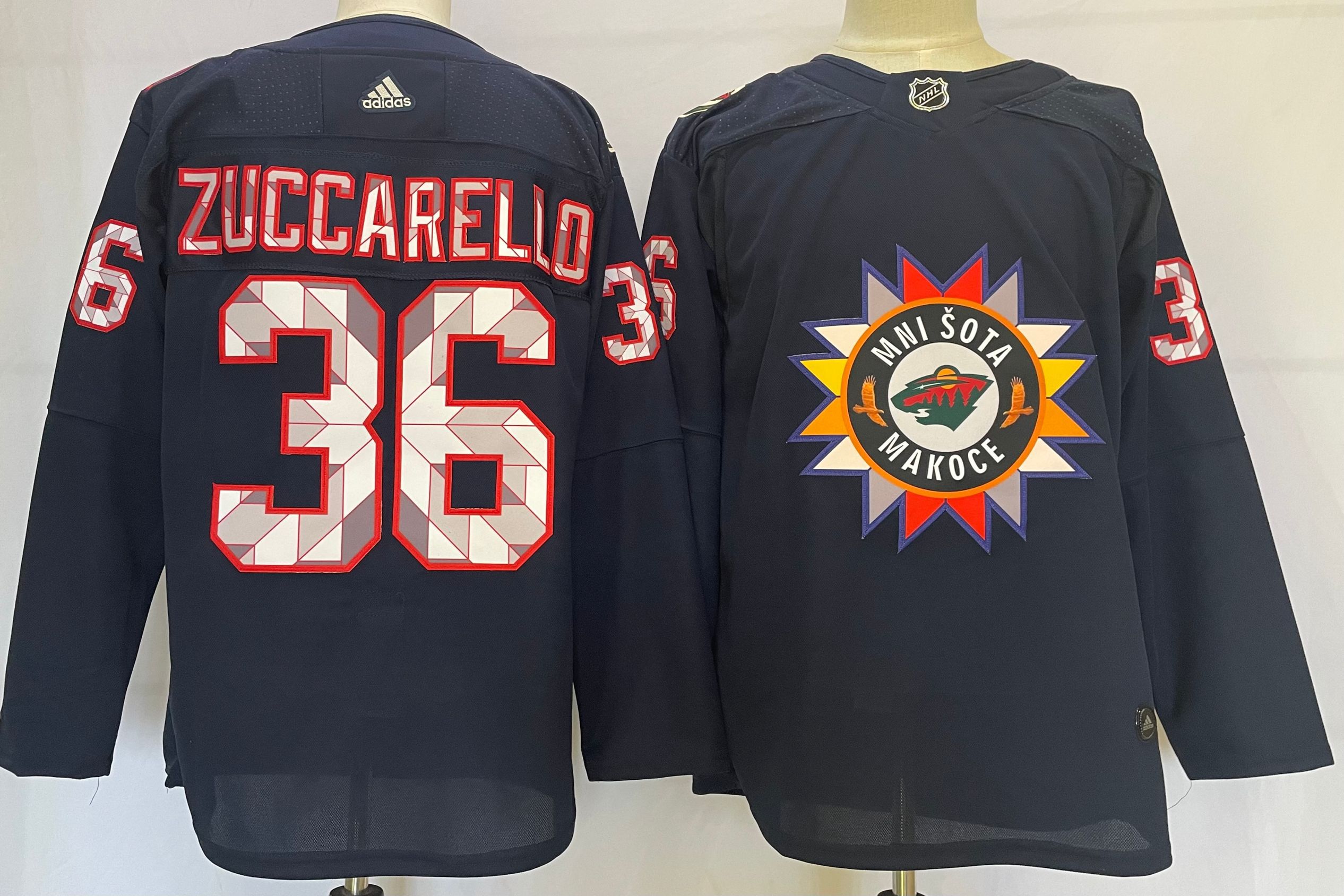 Men Minnesota Wild 36 Zuccarello Blue New 2022 Adidas NHL Jersey